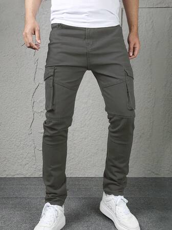 Teen Boy Dark Grey Side Pocket Tailored Straight Leg Jeans