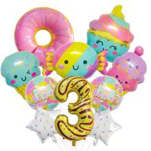Summer Party Ice Cream & Donut Foil Balloons, 5-Pointed Star Decorative Balloons