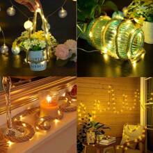 1 Pack 7m/22.97ft 50LED Solar Natural Jute Rope String Lights Vintage Fairy Lights With 8 Lighting Modes For Home Garden Outdoor Landscape Porch Courtyard Camping Wedding Birthday Cafe Bar Decor