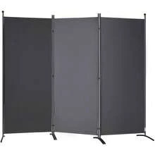 Freestanding 6.1ft 3-Panel Fabric Room Divider Screen For Office Bedroom Dining Room And Study Dark Gray - Black - View 1