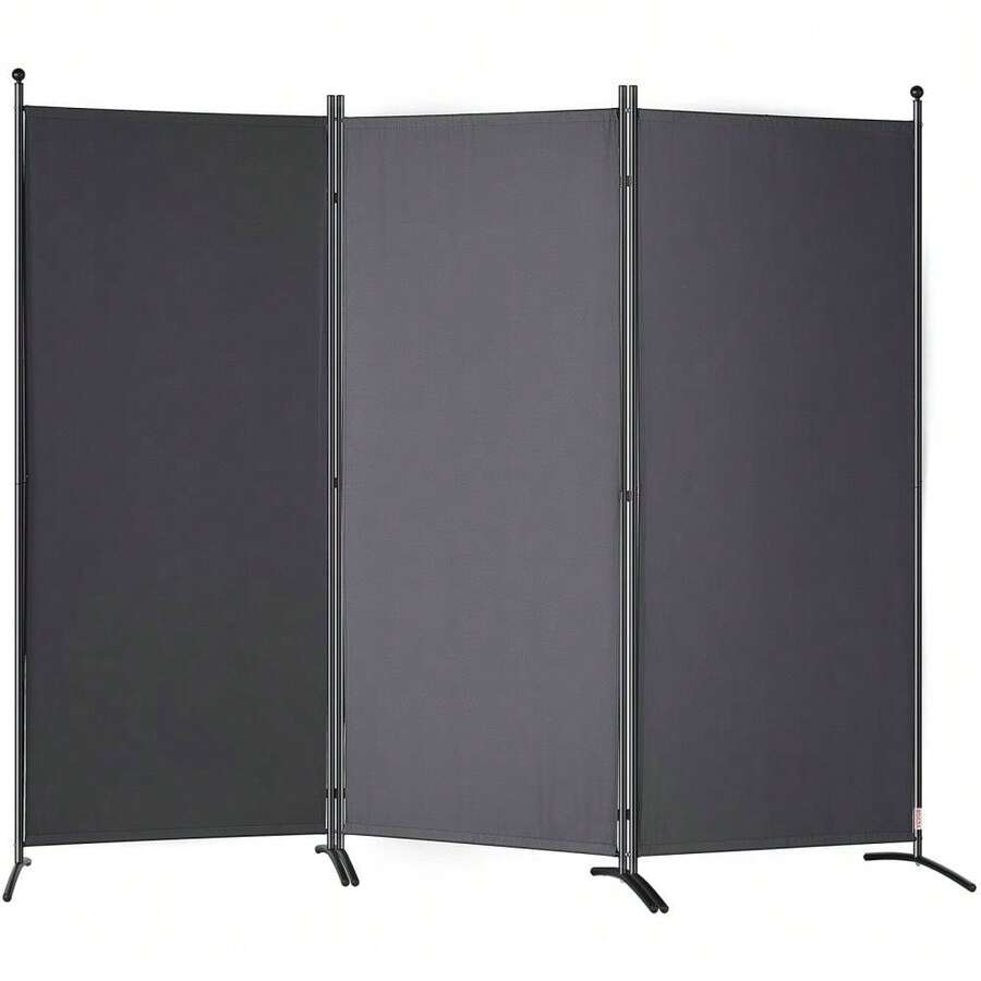 Freestanding 6.1ft 3-Panel Fabric Room Divider Screen For Office Bedroom Dining Room And Study Dark Gray - Black - View 1
