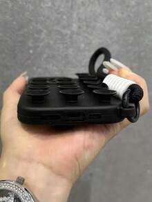 可爱创意吸盘手机壳，兼容 17/17 Air/17 Pro/17 Pro Max/16/16 Pro/16 Pro Max/16E/15/14/13/12/11 Pro Max/11，柔软硅胶手机保护套 - 黑色殼+掛繩 - 查看 6