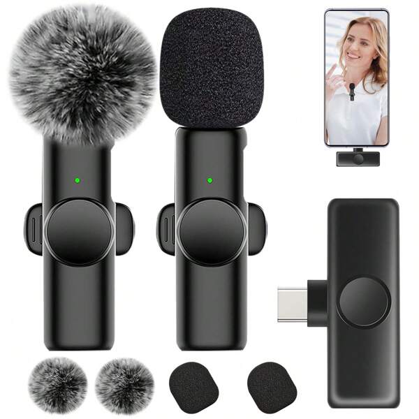 Wireless Lavalier Lapel Microphone For IOS TypeC Android Camera Plug-Play Professional Noise Reduction Recording Clip Mic For Creator Interview