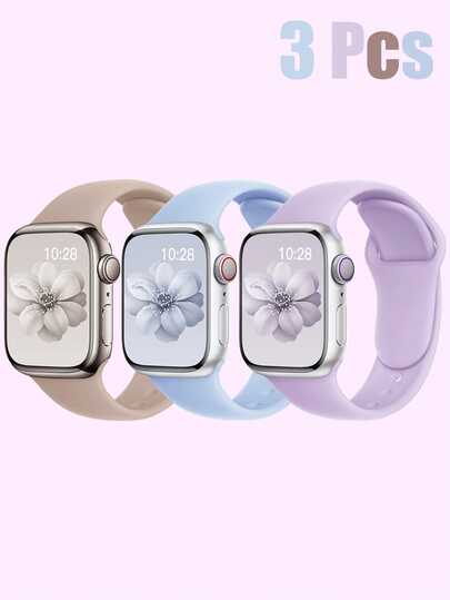 3 件兼容 男女表带 3 色组合套装 简约舒适柔软防水运动隐形扣硅胶表带兼容 Series 11/10 /Ultra/9/8/7/6/Se/5/4/3 时尚表带兼容 38/40/41/42/44/45/49/46mm 轻松更换表带