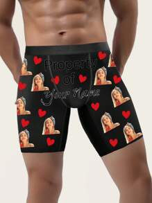 1pc Custom Boxers For Men, Personalized Men's Underwear, Festive Men's Underwear (Thanksgiving/Valentine's/Christmas/Birthday/Party), Customized Designs (Digital Printing/Tape/Heart/Cartoon), All-Over Print Trunks, Fun & Playful Styles (Animal Prints/Naughty Themes), Custom Boxer Briefs, Personalized Boxers For Husband, Plus Size Men's Boxers - Anniversary Gift, Wedding Gift, Couple Gift, Best Friend Gift, Gift For Boyfriend/Husband/Him