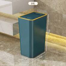 10L Odor Proof Trash Can With One-Touch Modern Design Durable Plastic Bathroom Kitchen Bin Space Saving Leakproof - Green - View 2