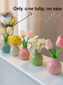 1 Peça Mini, Vaso de Boca Larga, Vaso de Cerâmica, Vaso de Flor Decorações de Mesa Coloridas, Vasos Criativos para Plantas e Flores, Flores Artificiais para Quarto, Flores Secas Decorativas, Estilo Dopamina, Decorações de Mesa, Decorações para Casa, Adereços para Fotos, Adequado para Quarto, Entrada, Decoração de Feriado, Presente do Dia dos Namorados