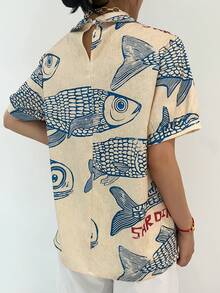 Đầm nữ dáng rộng thoải mái in họa tiết vảy cá, thích hợp cho kỳ nghỉ xuân/hè. - Nhiều màu - Xem 2