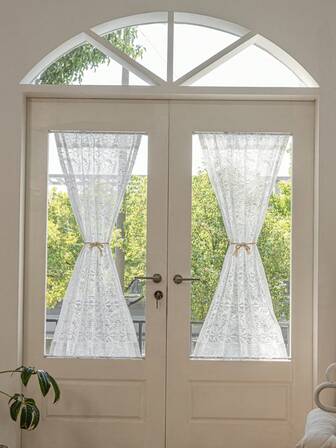 1 件白色门帘，带杆设计，易于安装，适用于客厅、卧室、餐厅、厨房、窗户隔断，阻挡紫外线，防尘，无需钻孔