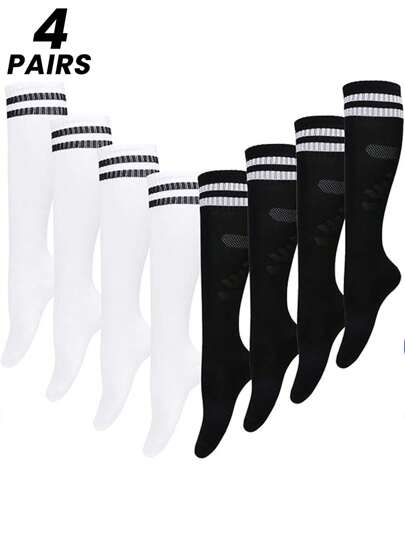 1/2/4 par halkfria sport-/fotbollsstrumpor för män och kvinnor, knähöga halkfria träningsstrumpor, unisex parstrumpor, lämpliga för alla årstider, höst