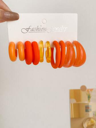 5 对小巧可爱迷你 C 形耳环，个性化钩形耳环套装