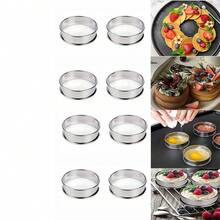 1/3/6pcs Stainless Steel Tart Rings, 8cm/3.15in Internal Diameter, Pizza Baking Mold, Double Crimped Round Cookie Cutter, Cake Tart Mold, Kitchen Supplies, Baking Tools, DIY Pancake Rings