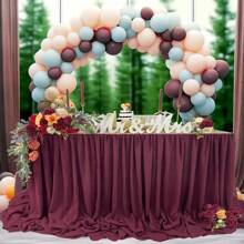 1pc Of 6Ft Chiffon Table Skirt, Suitable For Rectangular Table Chiffon Wedding Tablecloth Transparent Fabric, Suitable For Wedding Birthday Party Decoration