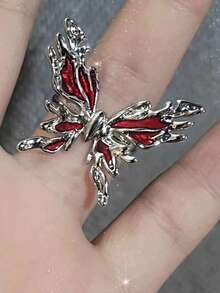 Y2K Crystal Rings Kpop Heart Adjustable Ring Asymmetrical Geometry Punk Vintage Rings Set For Women Girls New Fashion Jewelry - Multicolor - View 15