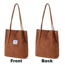 Bolsa de Ombro de Veludo Canelado de Grande Capacidade, Bolsa de Armazenamento Multifuncional, Bolsa Diária Fashion com Alça Fixa e Forro de Poliéster, Bolsa Transversal de Estilo Fashion para Trabalho, Viagem e Uso Diário com Padrão de 26 Letras Inicial