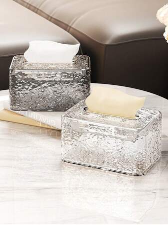 1st Minimalistisk lyxstil Vattenvågstruktur Transparent vävnadslåda, Lämplig för hemmet soffbord, TV-skåp, Bardisk, Byrå, Matbord, Badrumsskåp, Kontorsskrivbord Vävnadsförvaring och -dekoration, Kommersiell restaurang Bar Kassalåda Mjukpappersinredning, Semesterpresent, Inflyttningspresent, Fotografi