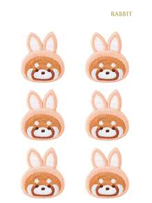 6片可爱熊猫脸刺绣贴纸，适用于包包/笔记本DIY装饰，刺绣布贴，服装贴片，熨烫式自粘贴纸