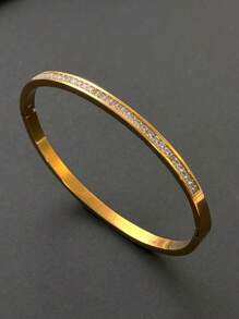 1pc Tainless Steel Bracelet For Men And Women Four Seasons Personalized Design Bracelet,Jewelry Gold Jewelry Jewelry Women Bracelets Accessories Women Stainless Steel Jewelry Bracelets For Women Western Jewelry Stainless Steel Simple Niche Diamond Set