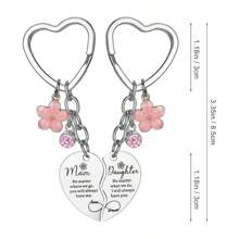 2pcs (1 Set) Heart Shaped Keychain Gift Set For Mom And Daughter, Mother's Day & Daughter Gift