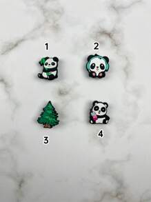 9pcs/Set Panda Cartoon Pattern Sandal Accessories Decorative DIY Decoration Kit, Suitable For Beach, Holiday, Birthday Gifts