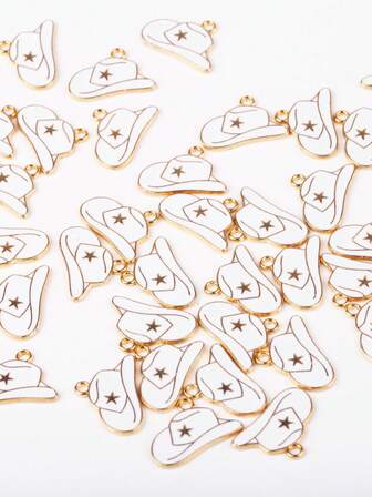 10件装西部牛仔帽造型DIY珠宝吊坠