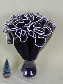 1 件珍珠边鲜花包装网纸，韩式花店花束包装网，韩式鲜花包装网纸卷，情人节褶皱波浪花束包装网 - 透明花卉包装，可切割装饰纱线，适用于花店、婚礼、鲜花包装 | 多功能花卉包装，适用于婚礼、生日、情人节 | 带有优雅珍珠装饰的礼品和花束用品 - 彩色 - 查看 15