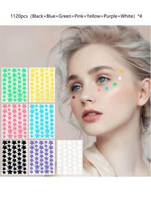 1120/840/560/280 Pcs Star Stickers, Back To School,Halloween & Christmas Decoration Stickers, Colorful Five-Pointed Star Stickers For Party, Holiday Photo Decoration, Face Decor Stickers (1 Sheet Per Color), For Decoration Only (Not For Makeup)2000/1400/160/80/40