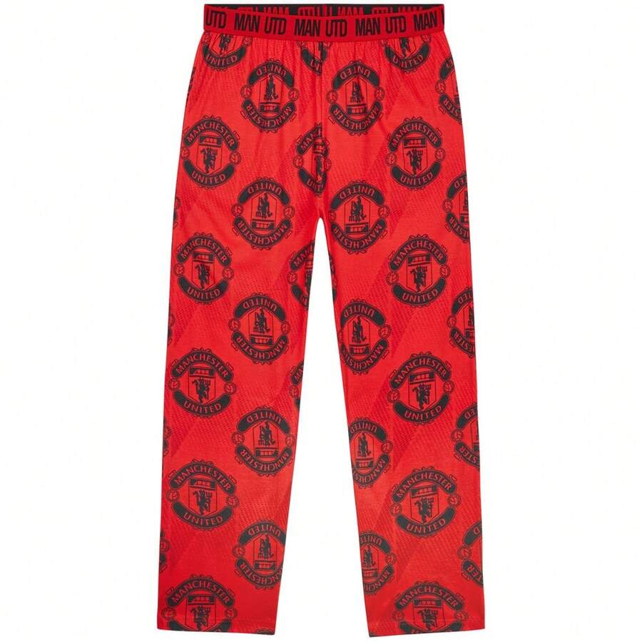 Manchester United F.C. Pyjama Bottoms Cotton Loungewear Man United Gift - Red - View 1