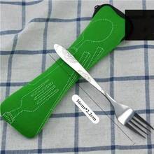 3件套不锈钢西餐牛排刀叉勺创意布袋便携西餐餐具三件套，学校用品