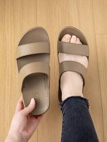 Sandalias de verano para mujer, de moda, casual, con cuña alta, suela de plataforma, antideslizantes y cómodas - Marrón - Ver 3