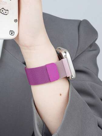 1PC Unisex Magnetic Mesh Watch Band With Secure Magnetic Closure,Compatible With Apple Watch Series 11 10 9 8 SE 7 6 5 4 3 2 1 Ultra 3 2 1,Compatible With Apple Watch 38mm 40mm 41mm 42mm 44mm 45mm 46mm 49mm,Lightweight Breathable Adjustable Sporty Strap Replacement,Smartwatch Accessories Bracelet Design