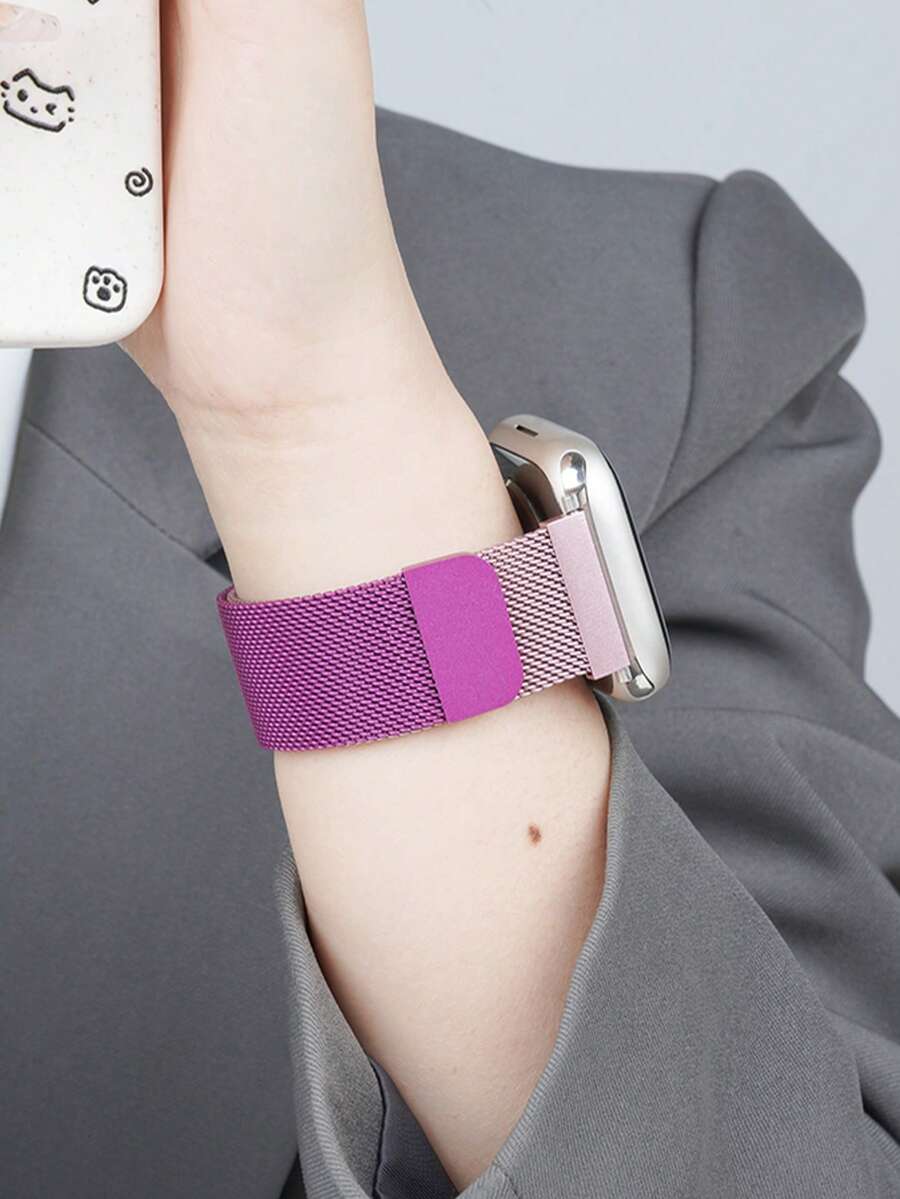 1条男女通用磁性网状表带，带安全磁性表扣，兼容 Series 11/10/9/8/SE/7/6/5/4/3/2/1/Ultra/3/2/1，适用于38mm/40mm/41mm/42mm/44mm/45mm/46mm/49mm表盘，轻便透气，可调节，运动表带替换装，智能手表配件