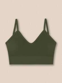 Set de 3 bras deportivos sin costuras con estampado de rayas, sujetador sin aros cómodo y sexy con diseño de espalda de tirantes anchos para mujeres