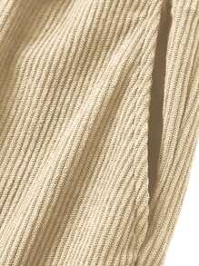 Hidkat Men's Summer Cotton Corduroy Short Sports Pants, Fashion Elastic Waist With Back Pocket, Casual Beach Shorts
