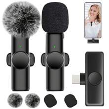Wireless Lavalier Lapel Microphone For IOS TypeC Android Camera Plug-Play Professional Noise Reduction Recording Clip Mic For Creator Interview