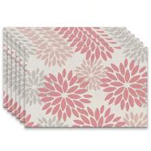 A Set Of 4/6pcs Spring And Summer Placemats Designed With Colorful Spring Flower Patterns, Woven From 100% Polyester Fiber, Machine Washable Polyester Placemats With Multiple Color Patterns To Choose From, Heat-Resistant, Stain Resistant, Waterproof, Easy To Clean, Suitable For Coffee Table Decoration, Holiday Party Decoration, Table Protection, Kitchen And Living Room Decoration