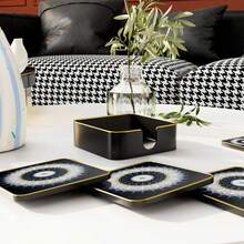 A Practical And Exquisite Mandala Glass Printed Coaster And Storage Cup Holder Set, Which Is Heat-Resistant And Anti-Slip, Can Protect Your Tabletop. - Multicolor - View 7