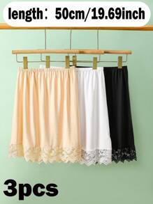 3pcs/1pc Women Waist Slip Dress With Adjustable Elastic Waistband, Anti-Static & Anti-Exposed Lining Skirt Slip Underdress For Daily Wear Fall, Autumn, Halloween