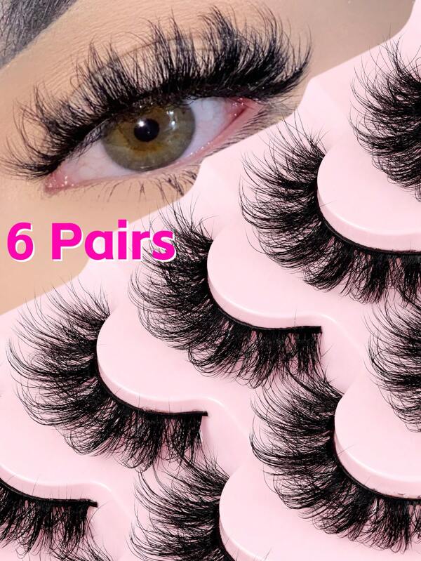 6 paires de faux-cils naturels, doux, effilés, croisés et moelleux de la marque MKHLINA. Faux-cils mink réutilisables imperméables, parfaits pour un port quotidien, les carnavals, les fêtes, les festivals de musique, les mariages et plus encore (PGN38-F6)