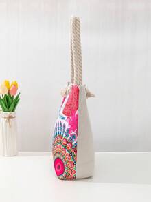 新款时尚印花单肩包，简约休闲，适合学生、海滩、购物和度假，容量大