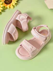 1 Pair Baby Girls Casual Simple Design Buckle & Open-Toe Beach Sandals - Pink - View 4