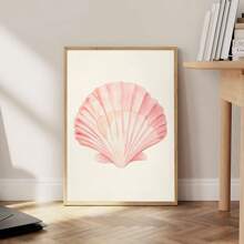 1 pieza, Cuadro colgante de lienzo, enmarcado, Arte de pared, Pósteres, Impresión de concha color rosa pastel, Decoración de habitación de playa, Póster de surf oceánico, Casa de playa, Chica de coco universitaria, Decoración de dormitorio elegante, Decoración de habitación, Arte rosa, Decoración del hogar