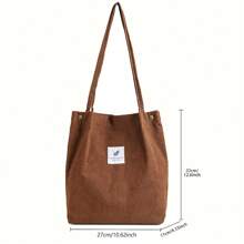Bolsa de Ombro de Veludo Canelado de Grande Capacidade, Bolsa de Armazenamento Multifuncional, Bolsa Diária Fashion com Alça Fixa e Forro de Poliéster, Bolsa Transversal de Estilo Fashion para Trabalho, Viagem e Uso Diário com Padrão de 26 Letras Inicial
