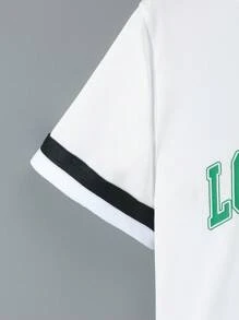 2 Peças/Conjunto Conjunto de Camiseta com Estampa de Letra e Shorts de Estilo Esportivo da Moda Infantil, Verão