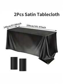 2 Pieces White Satin Wedding Tablecloth - Elegant Rectangular Polyester Table Cover 101.9 Inches X 57 Inches For Weddings, Birthdays, Halloween, Graduation Parties - Durable, Easy To Clean, Available In A Variety Of Colors, Wedding Dining Table Decorations, Christmas Decorations