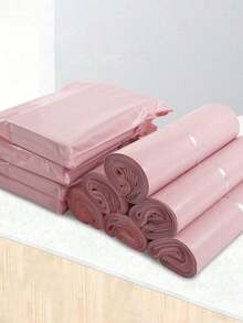 100pcs Pink Colored Express Delivery Bag With Simple And Versatile Slogans & Graphics, Suitable , Office, Gift, Business Express Packaging