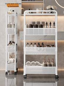 1pc Movable Small Rolling Cart, Narrow Gaps Storage Practical Rack, Multi-Layer Storage Shelves, With 360° Swivel Casters, Suitable For Kitchen/Bathroom/Bedroom/Beside Fridge Storage Rack ,Jewellery Box,Pouch,Makeup Brush Holder,Brush Holder,Perfume Organiser,Pouch Bag
