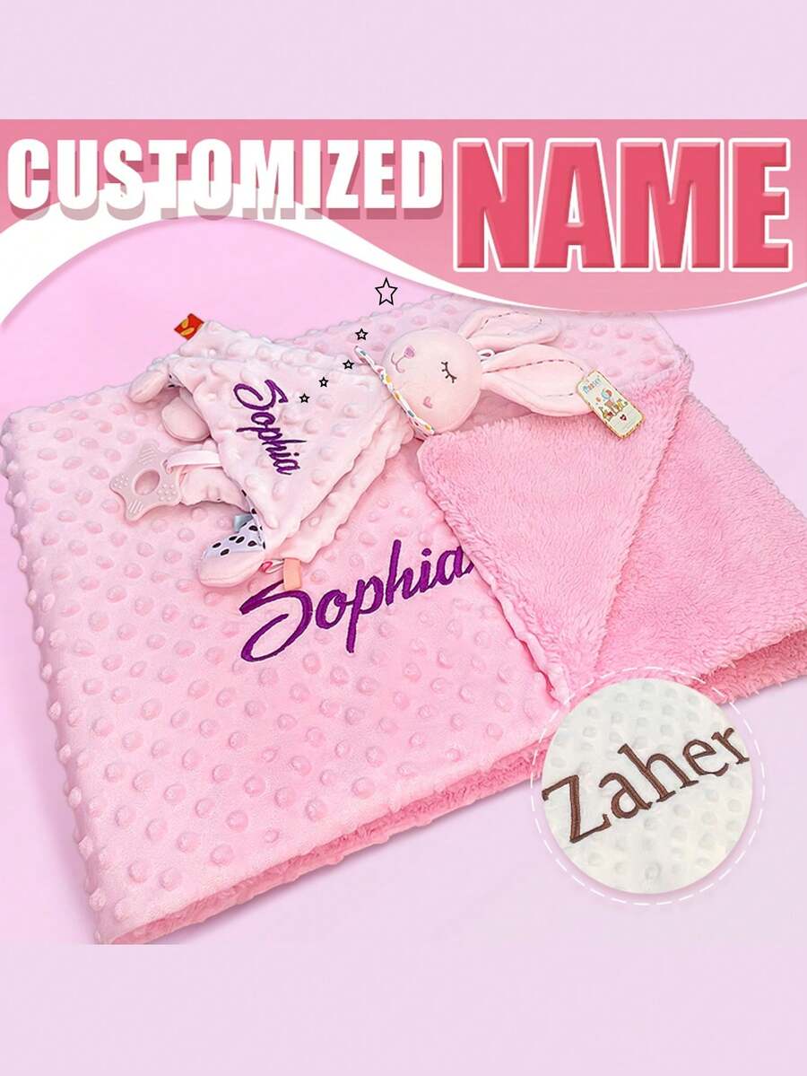 70cm*100cm Reversible Plush Fleece Blanket Set, Dual Layer Nap Throw Blanket, Customizable Adult Sofa Cover Quilt, Baby Stroller Wrap & Comfort Cloth, Gift Set - Multicolor - View 1