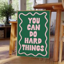 1pc, Canvas Hanging, Framed, Wall Arts, Posters, You Can Do Hard Things Art Print, Pink And Green Poster, Daily Reminder Affirmation Poster, Girly Bedroom Art, Dorm Decor, Home Office Decor, Room Decor