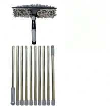 1 Set Extendable Window Cleaning Brush And Tools, With Telescopic Rod, Reusable Ultra-Fine Fiber Pads, Stainless Steel Handle - Long Reach Outdoor Glass Cleaning Tool, No Electricity Needed, Machine Washable